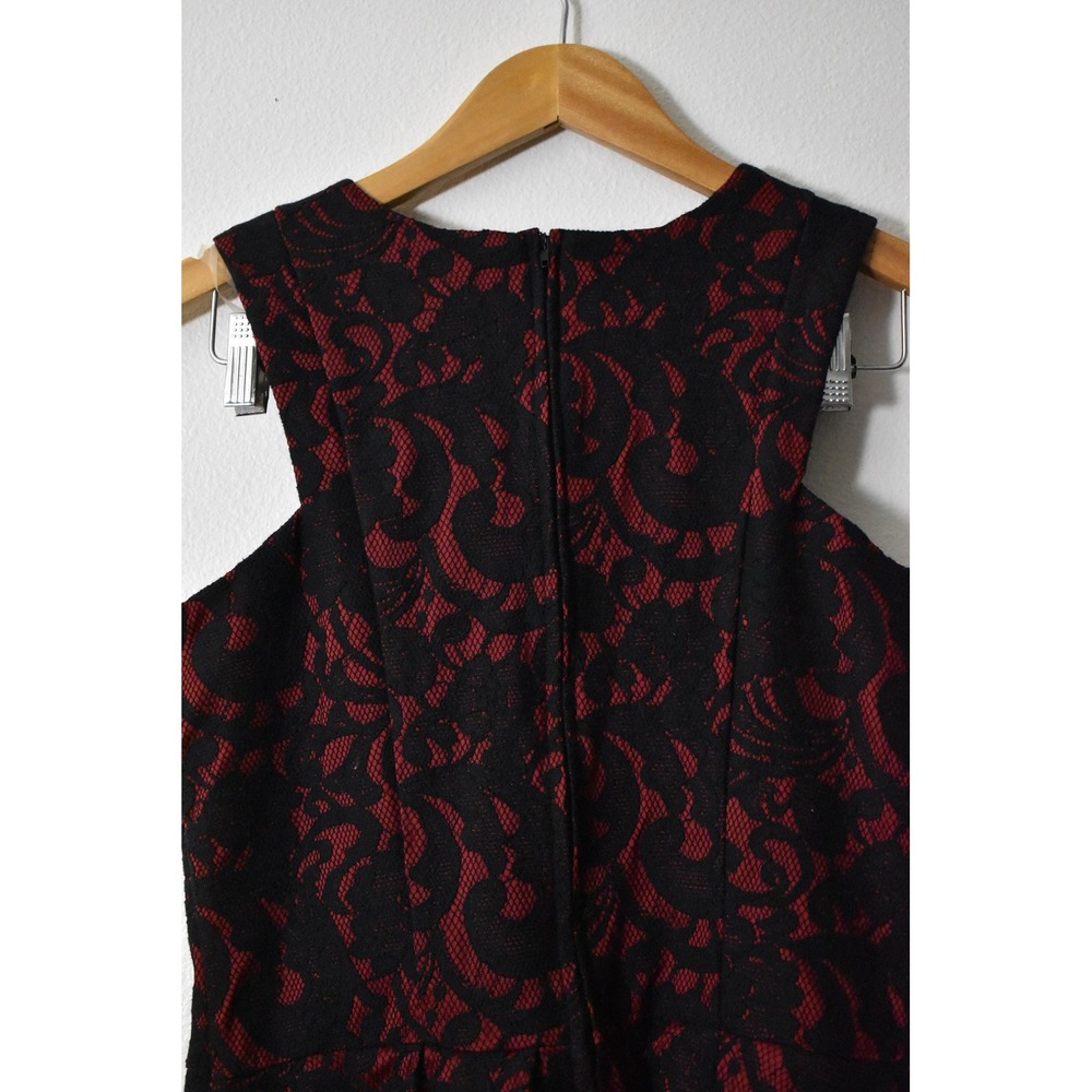 Heartsoul Lace Fit and Flare Dress Womens XL Red Black Floral Mini Sleeveless - Picture 4 of 6